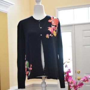 Black lightweight cardingan with flower accents